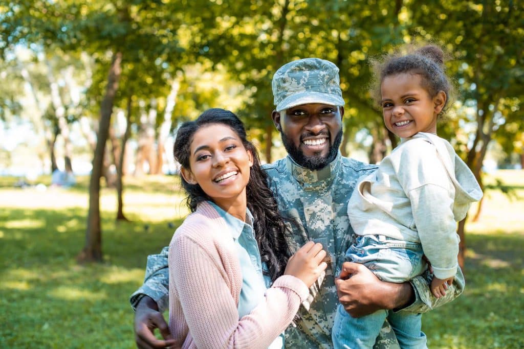 American soldier and family
